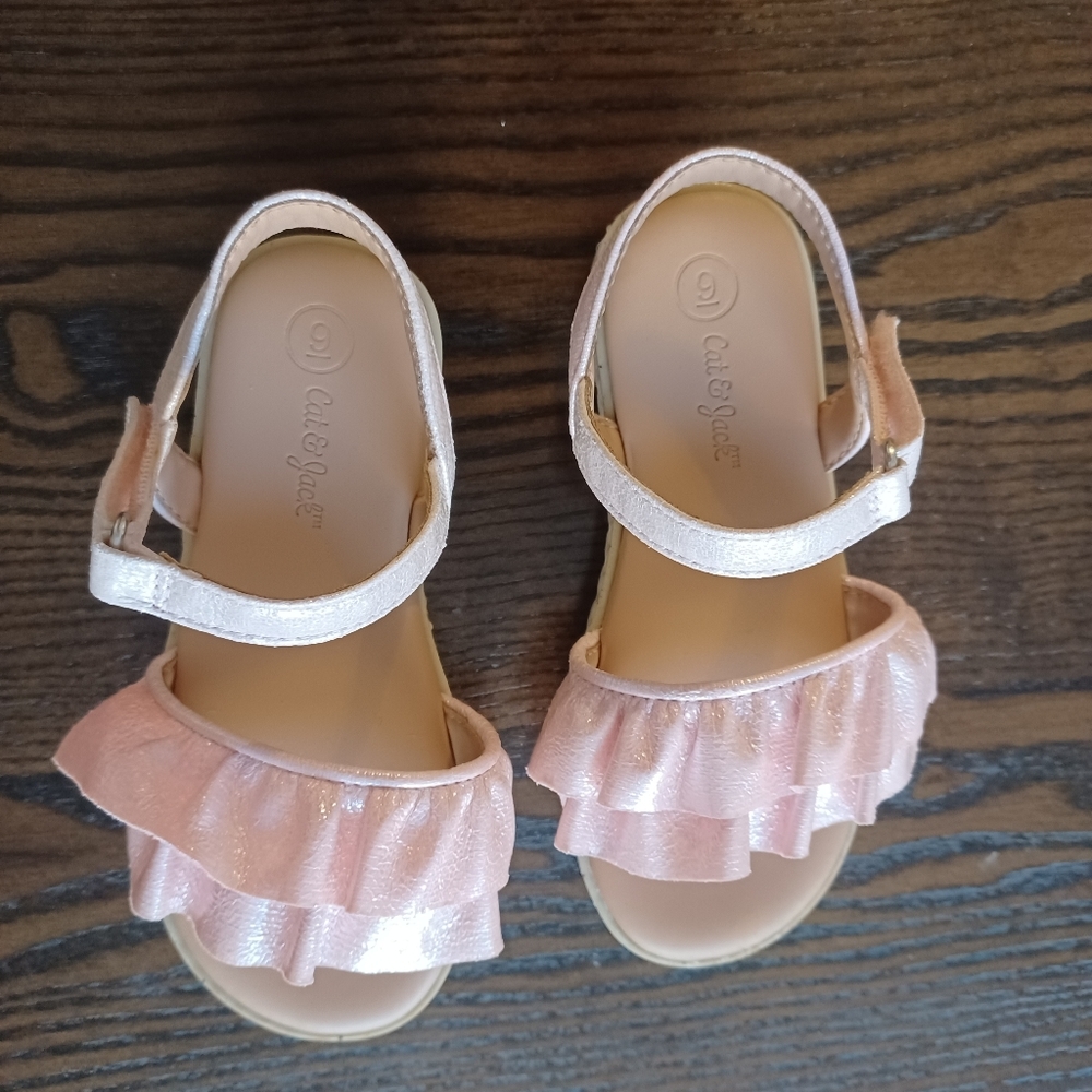 Cat & Jack Pink Shimmer Sandals Size 9